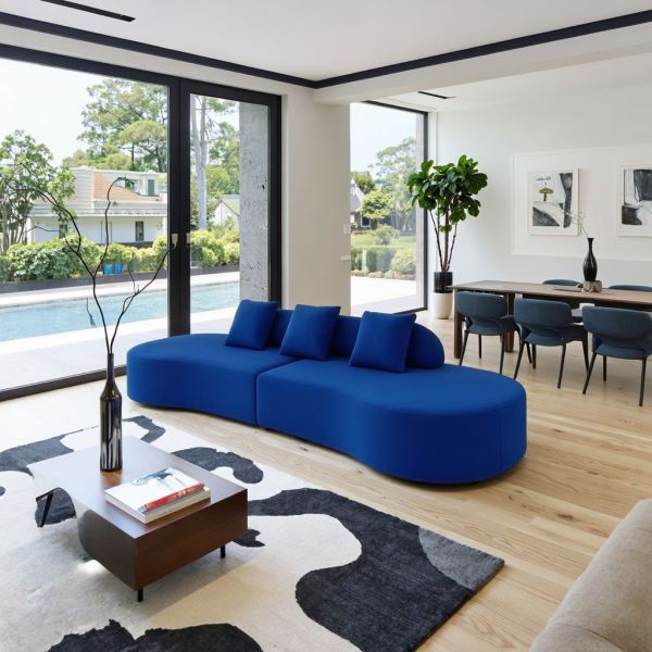 Modern Internet Celebrity Full Lounge Sofa Set Living Room Curved Semi-Circle Couch Vacuum Compression Memory Foam for Villas