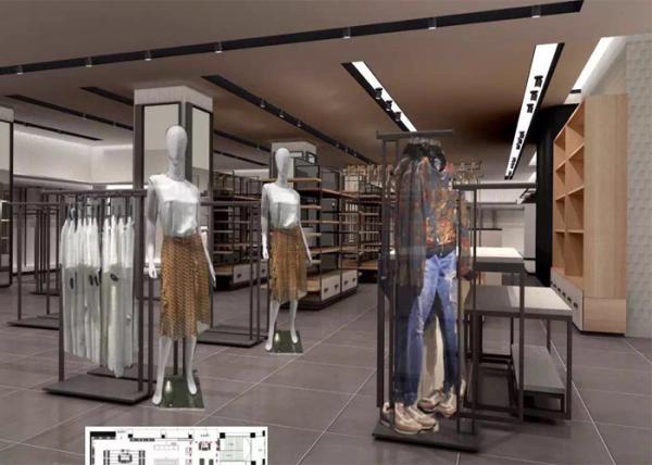 Luxury Clothing Store Display Racks With Shelves , Dress Shop Display Stands