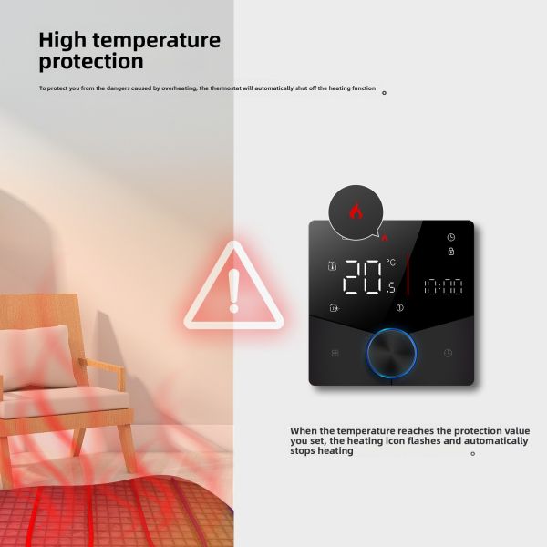 SIXWGH Tuya Smart WiFi Thermostat Electric Heating APP Control Voice Assistant Compatible Energy Saving Mode Child Lock High