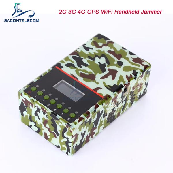 3w 6 Channels 20m Military Signal Jammer 2G 3G 4G GPS WiFi 4000mAH