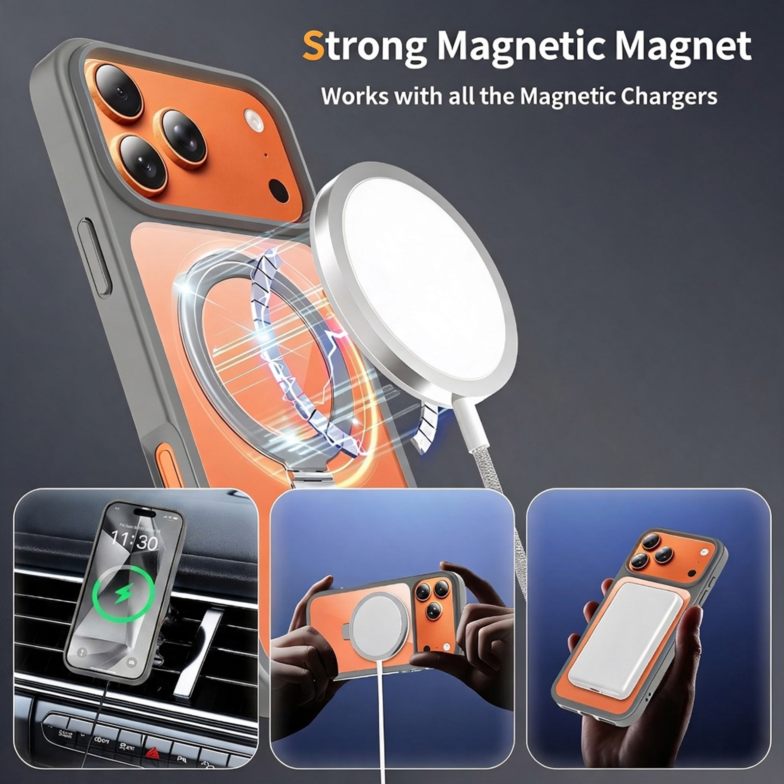 Factory OEM ODM Magnetic Ring Stand Phone Case Shockproof Clear Back Protective Shell Support Custom Logo Packaging Color
