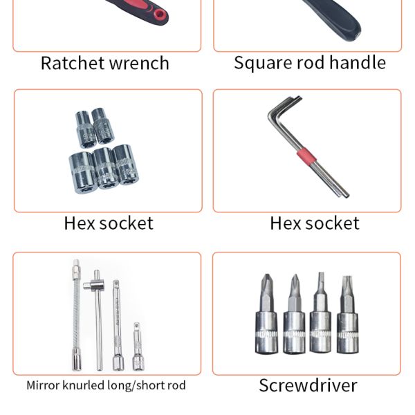 Larissa HT27 OEM Multifunctional Auto Repair Tool Box Set with Customizable Socket Ratchet Wrench Hard Case for Car Maintenance