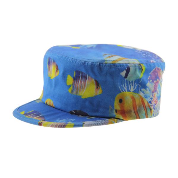 Fashionable Printing Mens Canvas Cadet Hats Military Street Cap Flat Embroidery