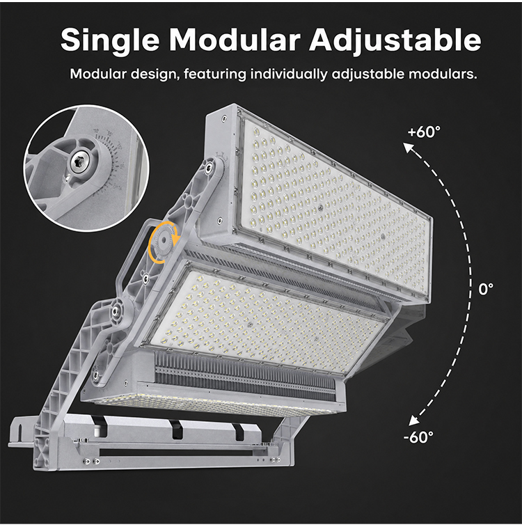 1800W High brightness Adjustable Module LED Flood Light High Mast Light for Professional Sport Lighting