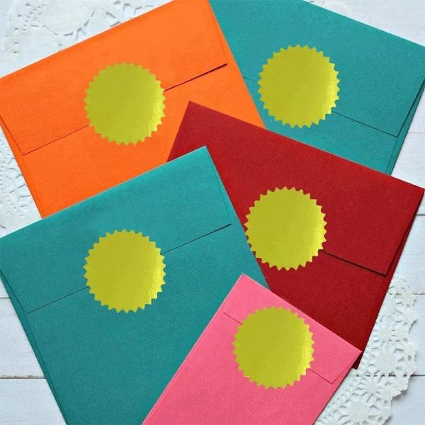 Red Paper Gold Foil Certificate Label Sticker Custom Logo Embossed