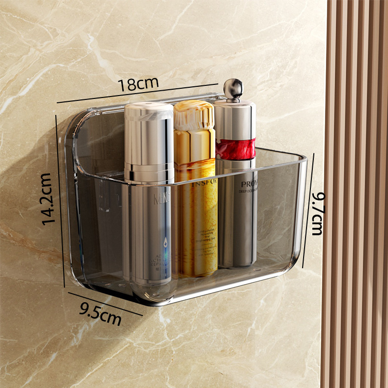 Single Tier Plastic Storage Rack Punch-free Wall-Mounted Bathroom Storage Shelf for Restroom Balcony