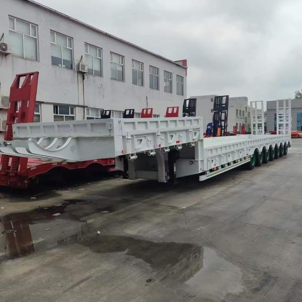 High Strenth Lowboy Semi Trailer 60 80 100 Tons with ABS Anti-lock Braking System and 7 Axles