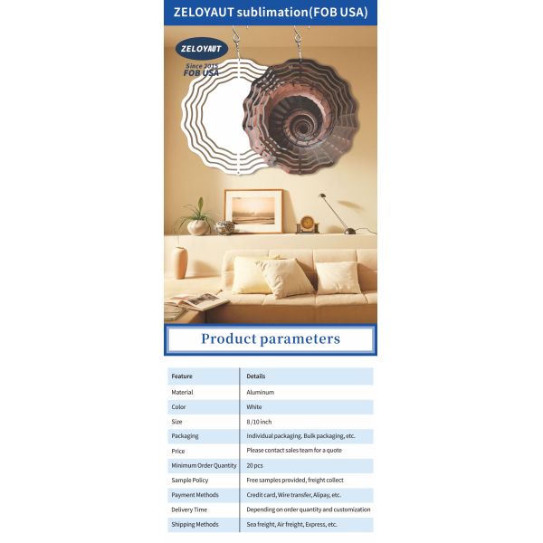 High Quality New Design Aluminum Sheet Wave Sublimation Wind Spinners Blanks Yard 3d Metal Wind Spinner Spiral for Decoration