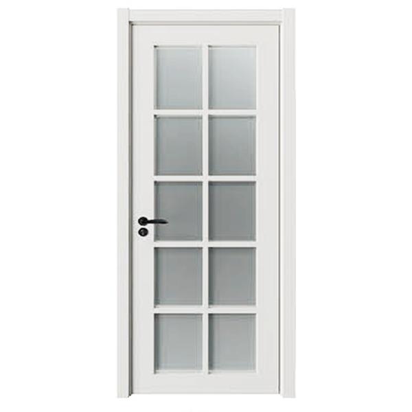 China Other Style Simple Waterproof Interior Solid Wooden Door Melamine Entrance Bathroom Wood WPC Doors with Glass With Smart Lock