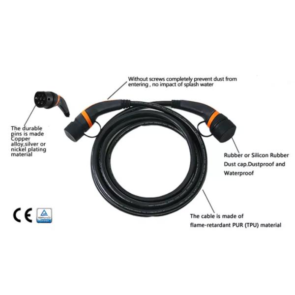 22kW 3 Phase 480V Type 2 To Type 2 EV Charging Cable 10m IP55