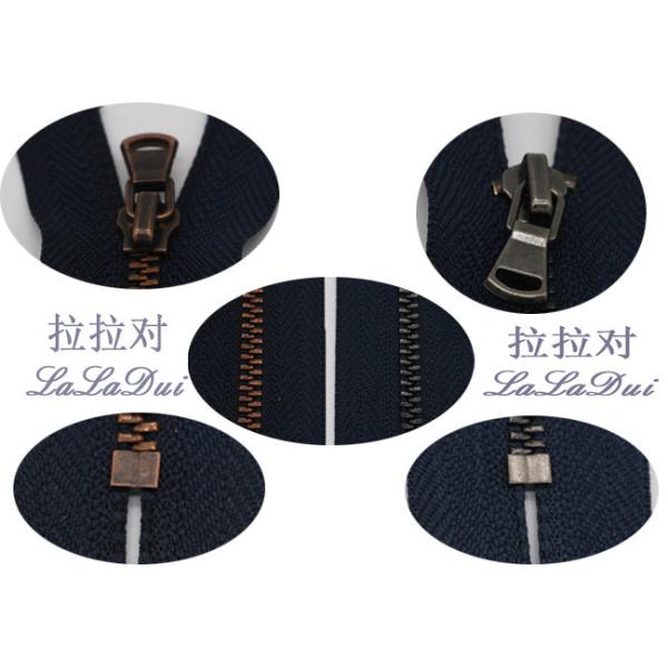 Black Nickel Teeth Metal Coat Zippers , 5# Auto Lock Copper Metal Zipper By The Yard