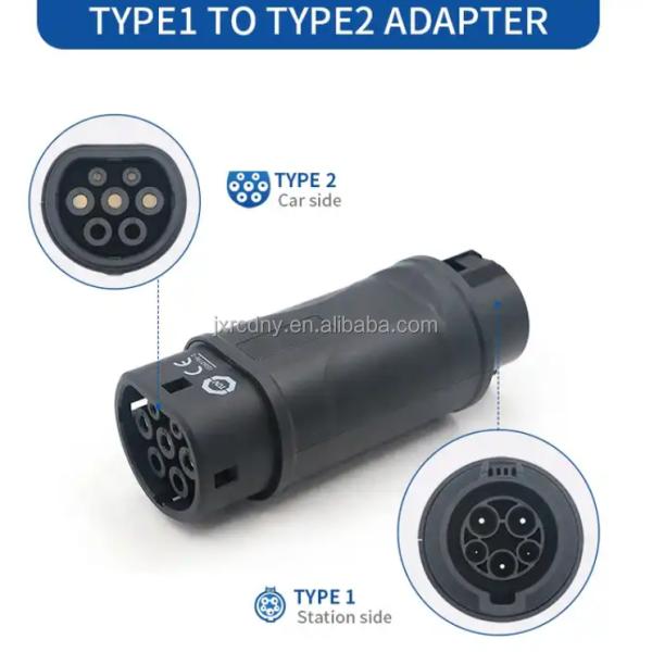 Ev Charging Connector Charging Adapter Type1 to Type 2 Electric Vehicle Power Adapter for Car