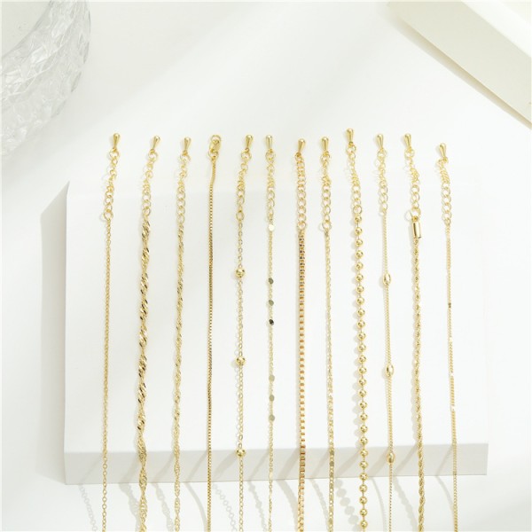 Factory Wholesale 14k Gold Plated  Necklace Bracelet Oshaped Twist Box Chain Pendant for Diy Jewelry Accessories Making