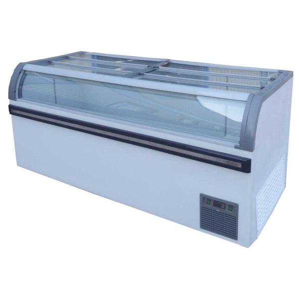 Commercial Open Top Island Freezer With Glass Door For Supermarket