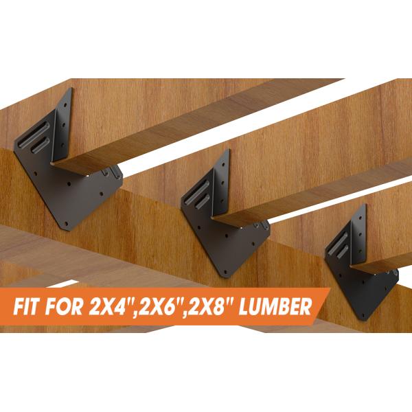 Black Hurricane Tie Clips Fits 2x4 2x6 Truss to Rafter Connectors for Roof Joist Hanger Truss Timber Connectors