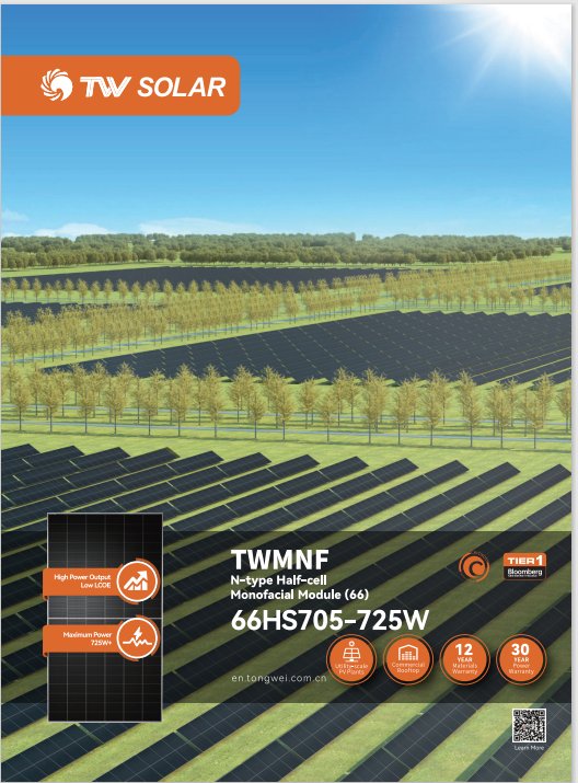 Tongwei  High Quality Cheap Solar Panel TW 705W 710W 715W 720W 725W N-type Bifacial Module Photovoltaic Solar  Panels
