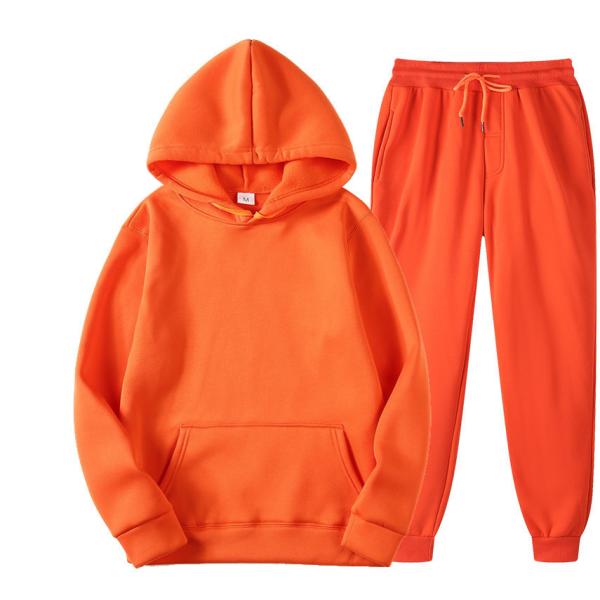 Men Sport Pullover Sweater Set Two Piece Hoodie and Sweatpants Hooded Solid Color