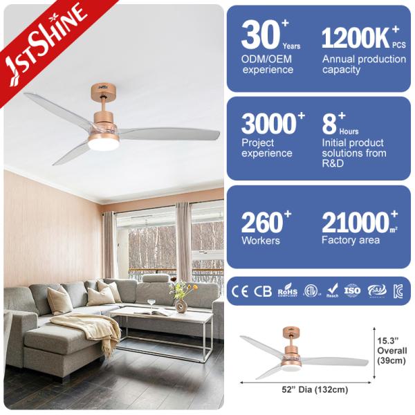 52-Inch Ceiling Fan with Transparent Blades & LED Light
