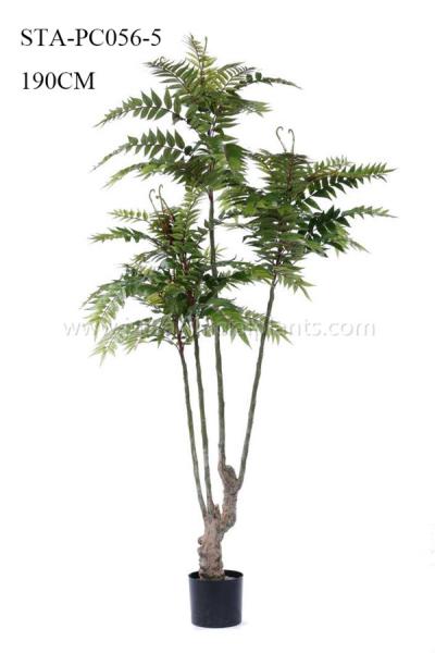Multiple Stems Faux Chinese Toon Tree Plastic And Fabric Decoration Plant