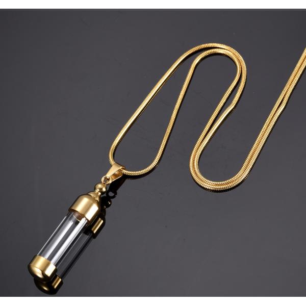 Stainless Steel Glass Container Cylinder Tube Urn Pendant Memorial Necklace Ashes Holder Keepsake Cremation Jewelry