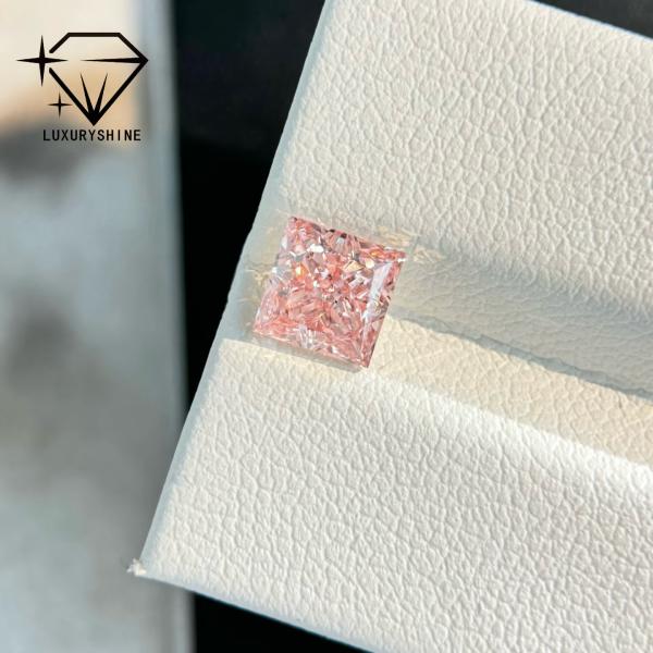 LuxuryShine 1-10CT Princess﻿ Shape Fancy pink Lab Grown Diamond VVS-VS Loose Diamonds Customized jewelry with IGI Certificate