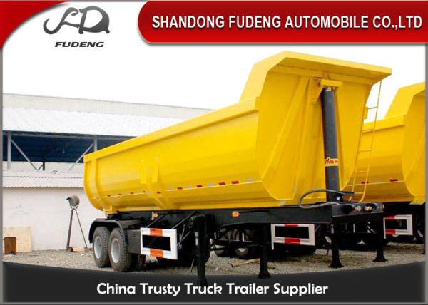 Tri - Axle Hydraulic Dump Semi Trailer U Or Square Shape 40CBM Box Dimension