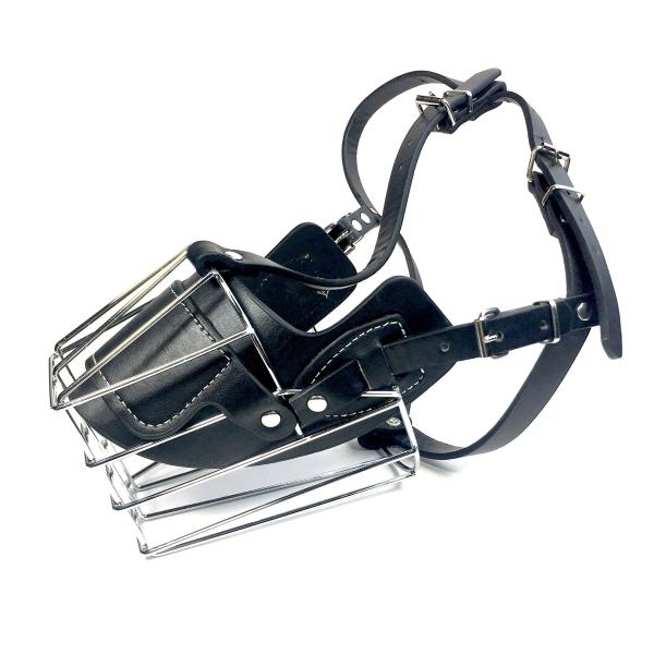 330g Dog Muzzle for Large Dogs 2023 Design Metal Leather Breathable Muzzle