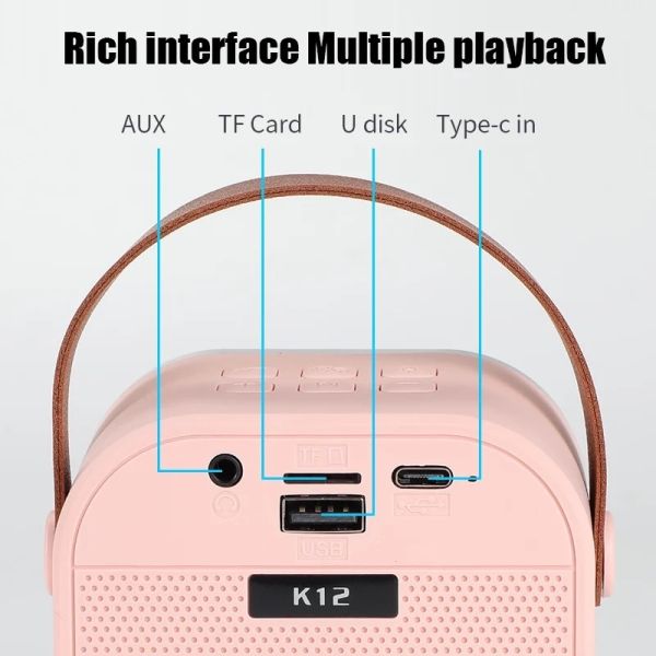 Music Karaoke Portable Player Wireless Speaker Mini Microphone RGB LED Lighting Bluetooth Outdoor Party Child Gift Box