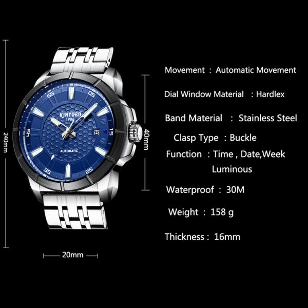 Good Texture Stainless Steel Wristwatch 30M Water Resistant Dustproof