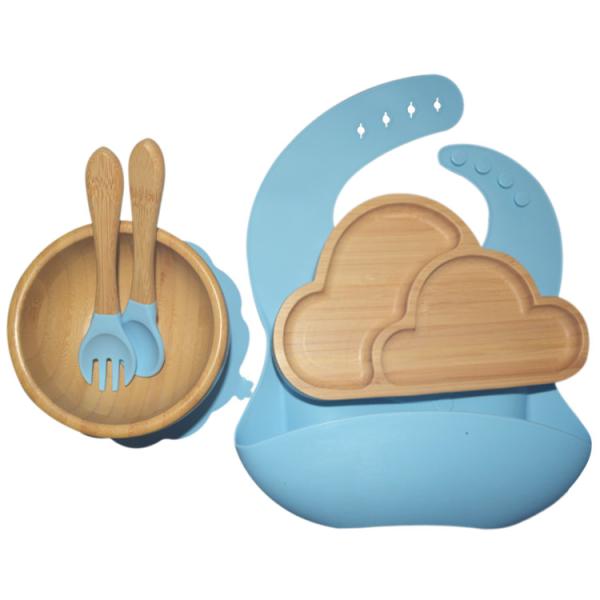 Small Baby Silicone Divided Plate Spoon With Lid Set For 0-3 Months / 3-6 Months