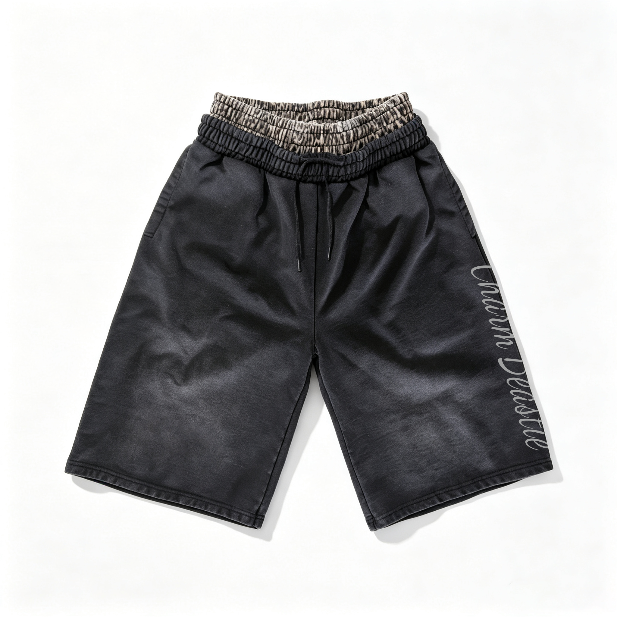 A509 Leopard Double Waist Tracksuit Set Vintage Letter Print Hoodie & Wide Leg Sweatpants 3-Piece Streetwear Outfit For Men