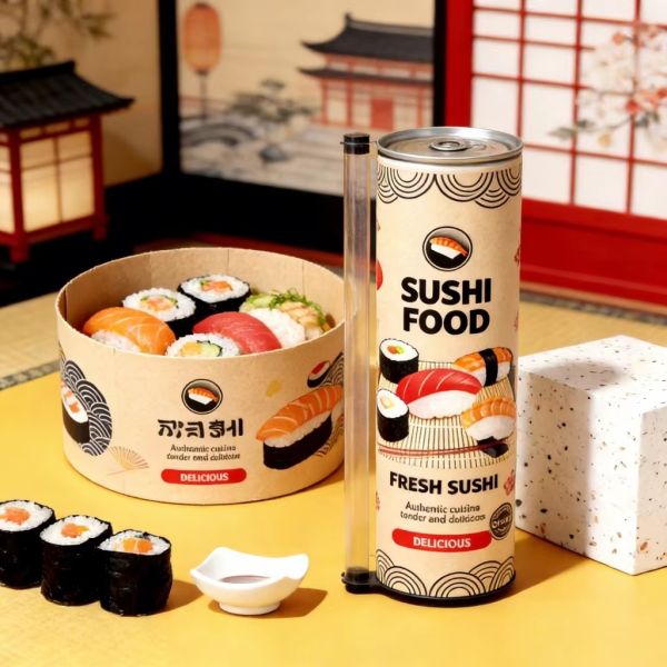 Custom Biodegradable Sushi Paper Tube Push Pop Tube Box