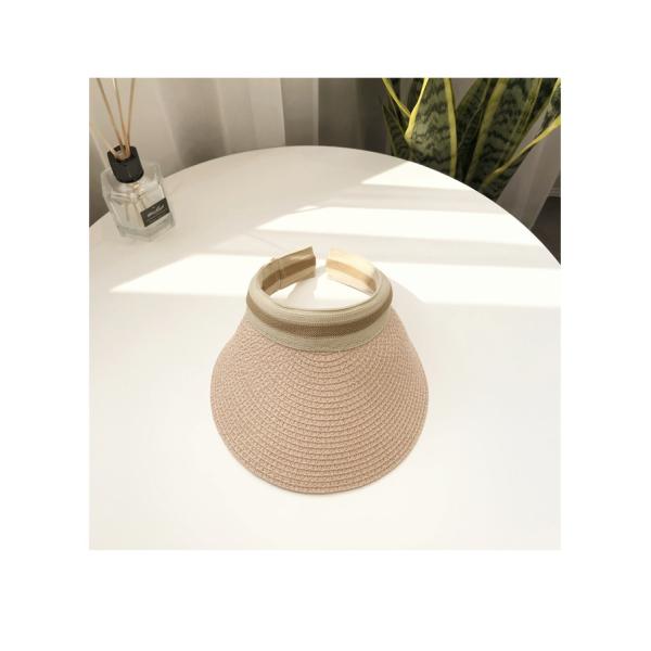 Sun Beach Leisure Visor Hat in Korean Straw Woven Design for Summer Outdoor Activities