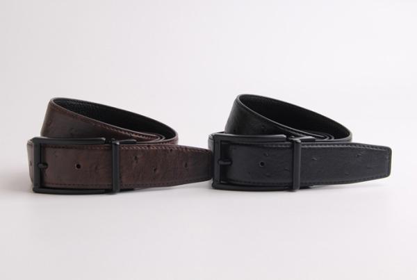Ostrich Grain Genuine Mens Leather Dress Belt With Black Zinc Alloy Buckle