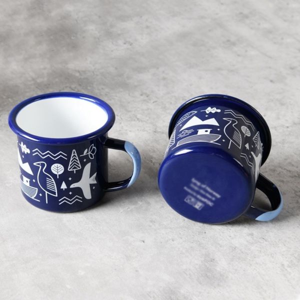 Classical Style 0.5mm Thickness 350L Vintage Enamel Mug Camp Fire Outgoing Camping Enamel Coffee Tea Mugs Rolled Edge