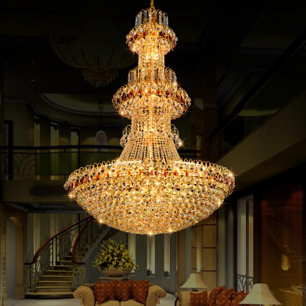 Romantic Crystal Chandeliers Lamps Luxury Wedding Hotel Lobby Hall Decoration LED Chandelier Pendant Light