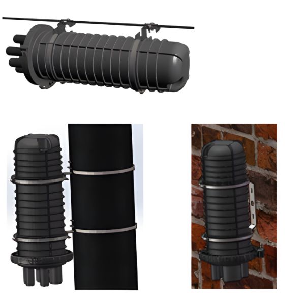 Pole mounted 2 In 2 Out Ports 24 cores Dome fiber optic splice closure