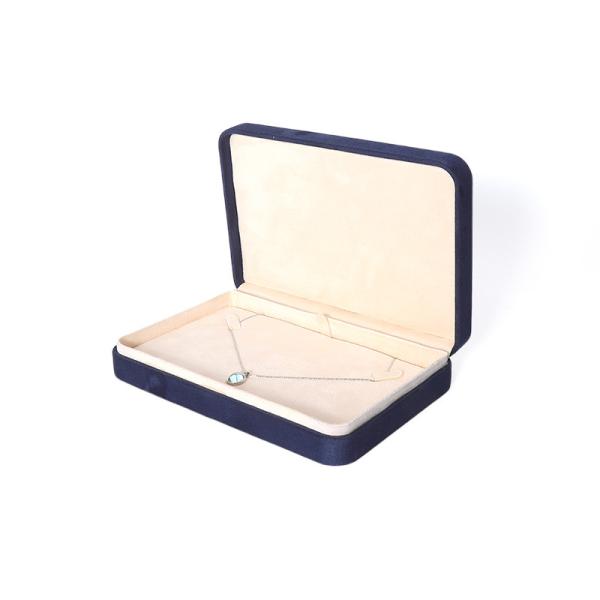 China Manufacturing Wholesale Premium Blue Jewellery Packaging Box Custom Hign End Big Jewelry Set Necklace Bracelet Earrings Ring Packaging Handmade Square Velvet Blue Jewelry Box With Logo