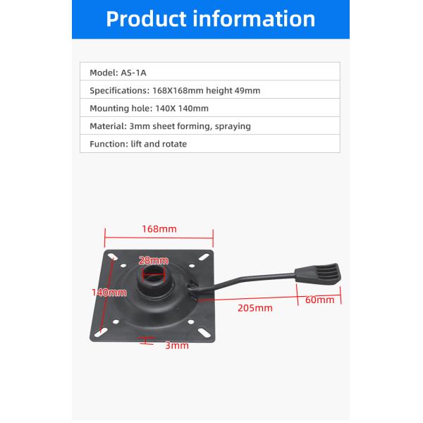 Black Swivel Office Chair Mechanism Replacement With Rotary Lifting Function