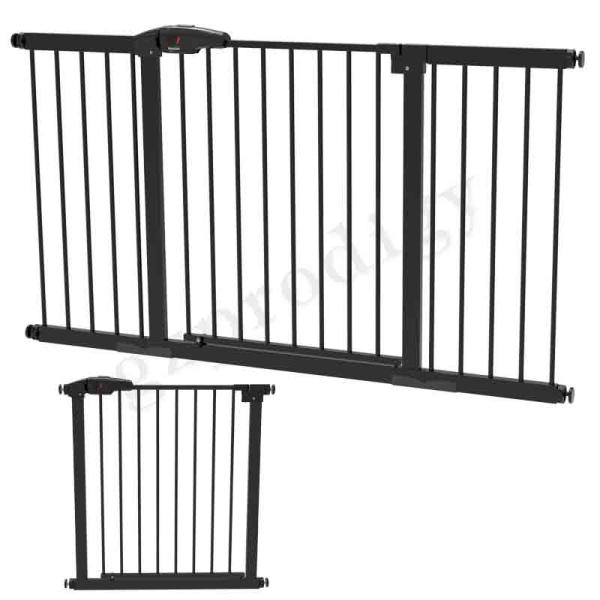ASTM Childproof Black Metal Stair Gate , Sturdy Baby Gates For Stairs