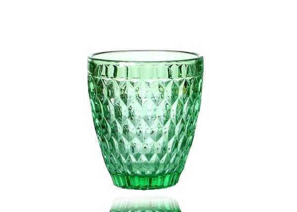 Hand Pressed 12.5cm Tall Non Slip11 Oz Highball Glass FDA Certification, Solid Green Drinking Glass