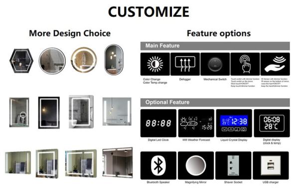Customized Floor Full Length Mirror 4000K 5000K Full Length Dressing Mirror With LED Big Bulbs