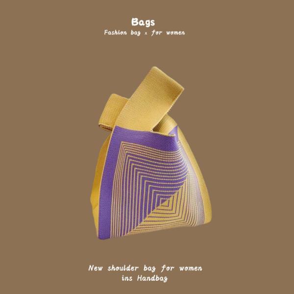 THE NEW INTERNET CELEBRITY HANDBAG KNITTING HAND KNITTING WOOL BUCKET BAG HAND CASUAL TOTE LUNCH BAG