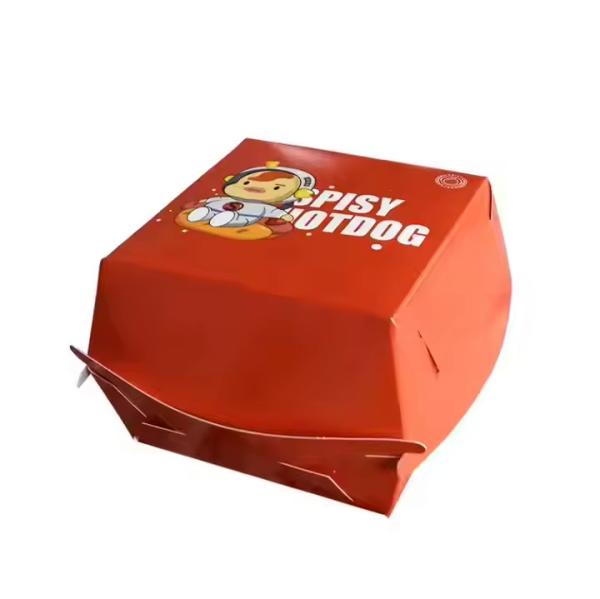 Wholesale Customized Disposable Food Grade Cardboard Burger Boxes for Fast Food Takeaway