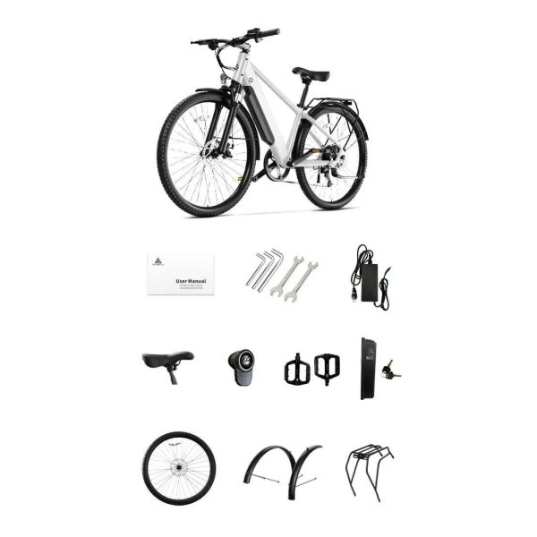 TST M614 250W Electric City Bike for Adults 36V/10.4Ah Removable Battery 7 Speed Steel Frame Electric City Bike for Urban Use