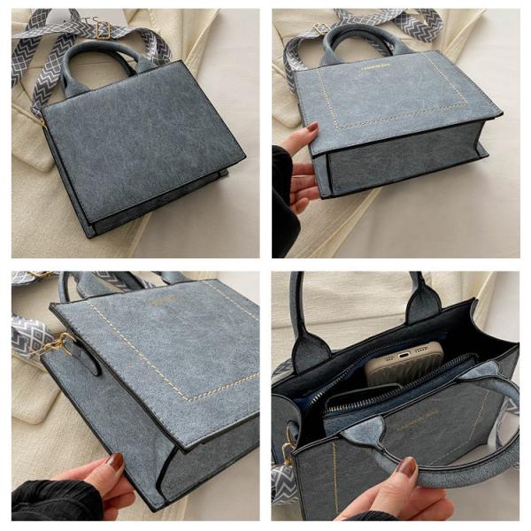 VINTAGE CHIC TEXTURED LETTER TOTE BAG WOMEN'S BAG 2024 NEW LARGE CAPACITY FASHION HANDBAG WIDE STRAP SHOULDER BAG