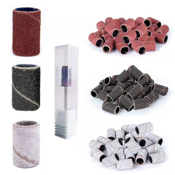 Red Aluminum Oxide Polishing Sand Paper Spindle Sanding Sleeves Bands for Nail Drill Bits
