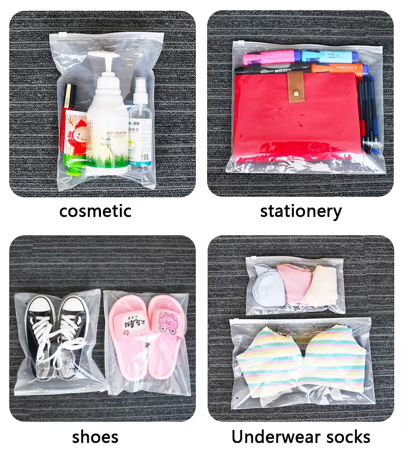 Transparent frosted zipper bag PE clothing plastic bag