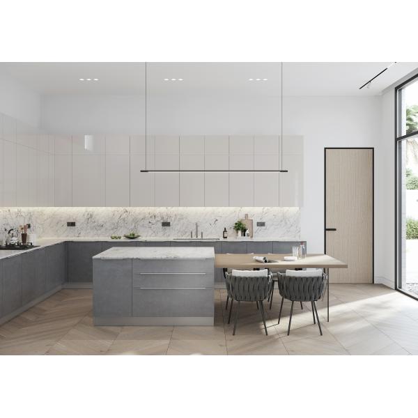 Particle Board Modern Wooden Matt Lacquer Finished Grey Kitchen Cabinet