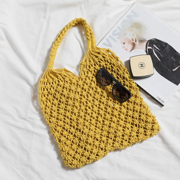 Polyester Lining Material 2024 Hand Crocheted Large Shopping Beach Tote Bag for Women
